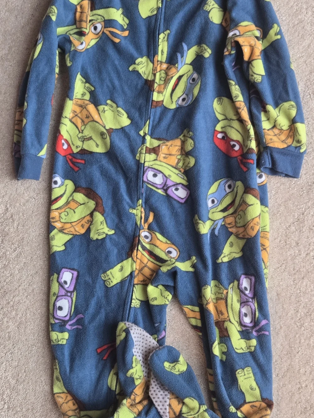 Kids Blue Ninja Turtles Fleece One-Piece Pajamas